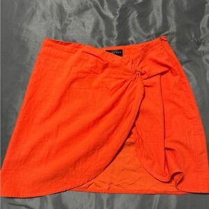 White Fox orange Linen mini skirt